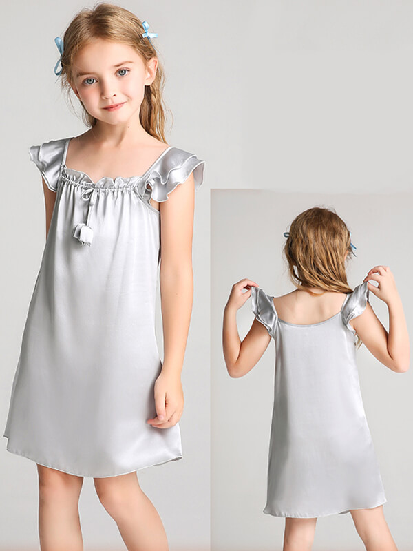 19 Momme Sweet Ruffled Silk Dress for Girls